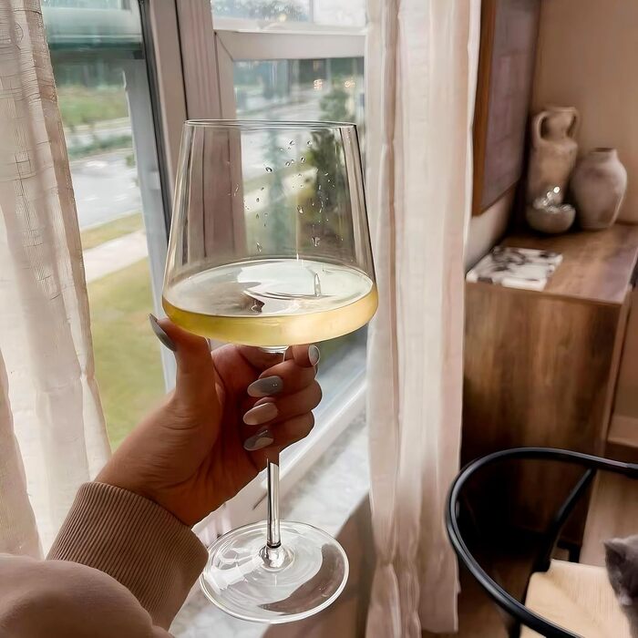 Набір келихів для червоного вина Physkoa Kristall-Rotweingläser 4 шт. - 600 мл, сучасний дизайн, келихи з високою ніжкою, квадратна форма, ручна виготовлення, для насиченого вина