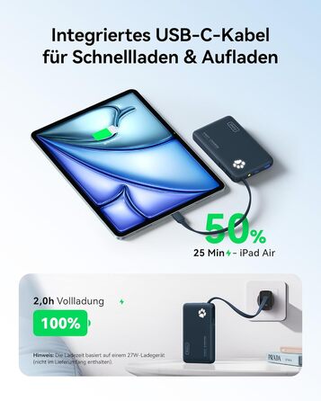 Power Bank INIU 20W 10000mAh з USB-C, PD3.0 QC4.0, для iPhone, Samsung, iPad (Блакитний)