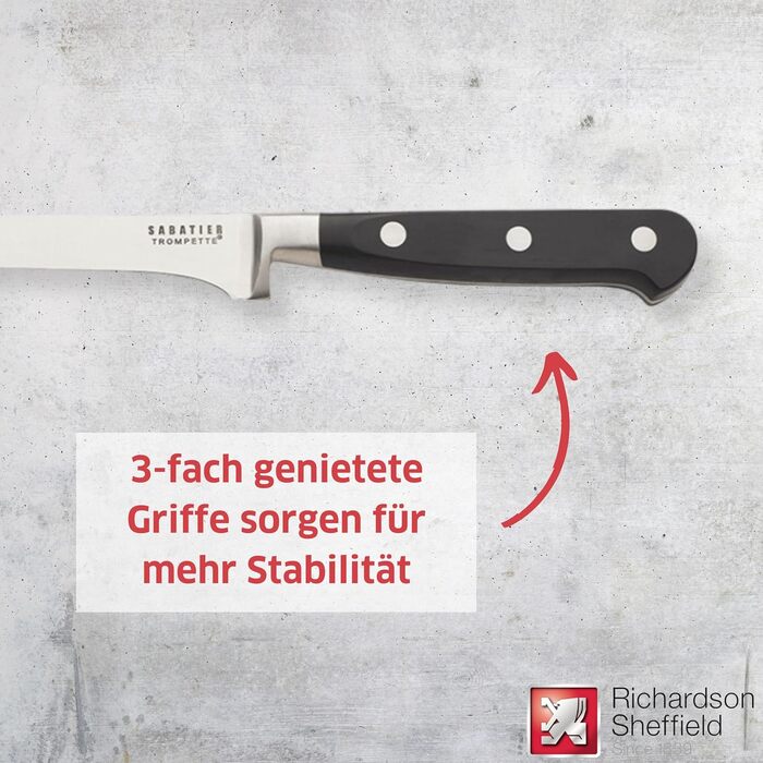 Набір ножів Sheffield SABATIER TROMPETTE з підставкою, коричневий/сріблястий: кухонний, універсальний, для шинки, хліба та овочів