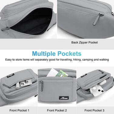 Чоловіча та жіноча поясна сумка на пояс, водонепроникна, з тримачем для пляшки, для піших прогулянок, прогулянок з собакою, активного відпочинку (A-сірий)