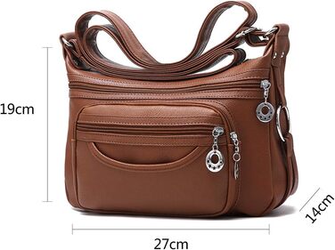 Сумка жіноча через плече NOTAG з PU шкіри, коричнева. Багато кишень, легка та зручна