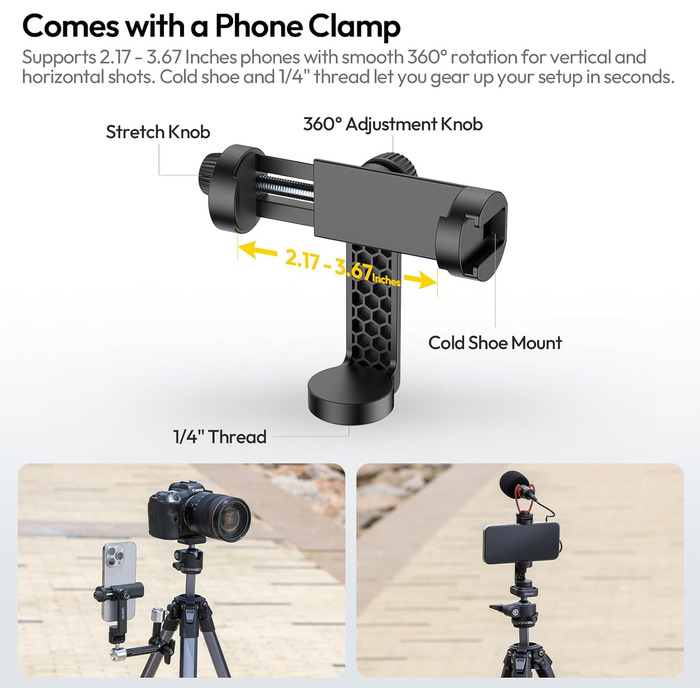 Штатив ULANZI Ombra II 156см з кульковою головкою 360°, компактний туристичний штатив з швидкоїдіючою платформою Uka, тринога для DSLR, Mirrorless камер, смартфонів (вага 1,21 кг, вантажопідйомність 10 кг)