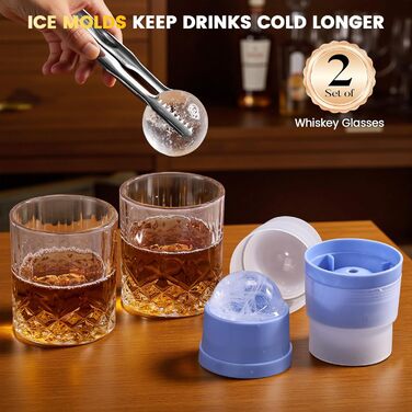 Електричний набір для копчення віскі з 2 склянками, 6 смаків дерев'яної стружки, 2 форми для кубиків льоду, для коктейлів Bourbon Old Fashioned, подарунок для чоловіків, батьків, коханих, без бутану