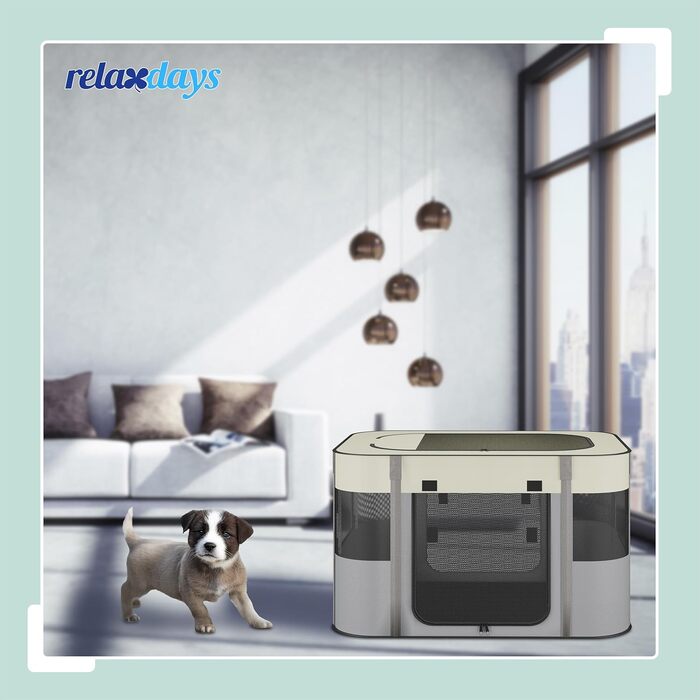 Вольєр для цуценят Relaxdays: розкладний, 43x71x55 см, для дому та вулиці, переносна конструкція, оксфордська тканина, багато кольорів