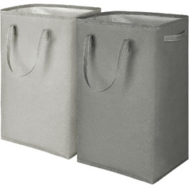 2-Pack 80L Large Laundry Basket, Foldable Laundry Basket/Laundry Bag with Long Reinforced Handles, Freestanding Laundry Basket for Bathroom, Bedroom, Dark Gray, Light Gray