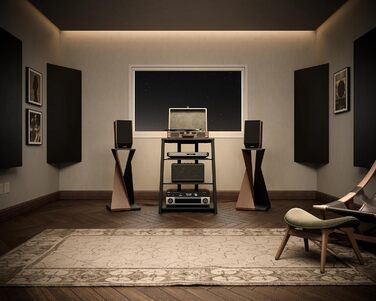 FITUEYES HiFi тумба для вінілу та аудіотехніки з полицями, чорна, 61x52x78 см