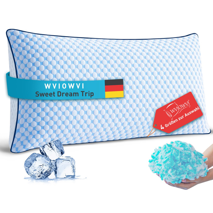 Подушка з піни Memory Foam для сну: охолоджуюча, ергономічна для бокових, спинних та животиків (40x80 см, синьо-біла)