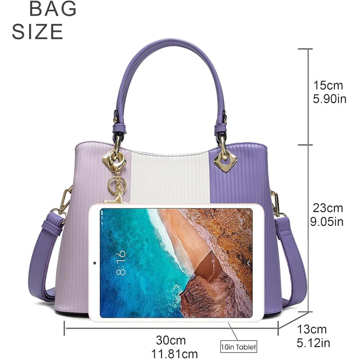 Сумка Pomelo Best жіноча через плече багатобарвна смугаста з внутрішніми кишенями (Ліловий/Білий/Фіолетовий)