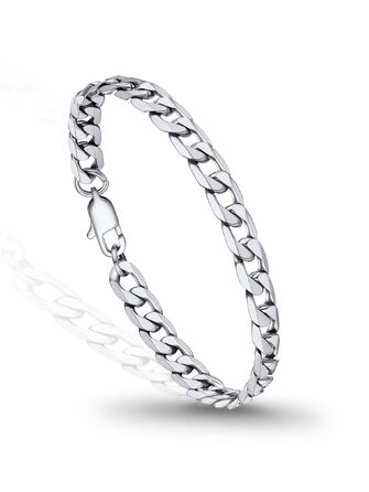 Чоловічий браслет-ланцюг PROSTEEL з нержавіючої сталі, класичний панцирний стиль, сріблястий, 19 см, ширина 6 мм