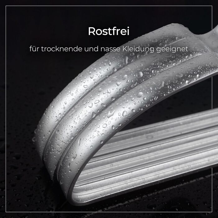 Parusia Clothes Hangers Silver, 42cm wide, 1cm thick, Stainless Steel Clothes Hangers, shape-stable, for space-saving clothes storage & organization of wardrobe, clothes rack (10)
