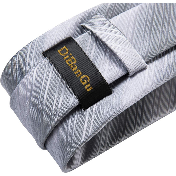 Комплект краваток для чоловіків DiBanGu: краватка, кишеньковий хустинка, краватки-затискач, запонки (срібло)