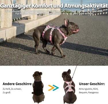 Шлейка для собак Huntboo, безпечна та витривала, з світловідбиваючими елементами та м'якою ручкою, регульована жилетка для маленьких собак, для прогулянок та тренувань (Рожева, S)