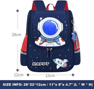 Дитячий рюкзак для школи Kinderrucksack: рюкзак для дівчаток-підлітків та хлопчиків, з малюнком, 28*22*12 см, блакитний