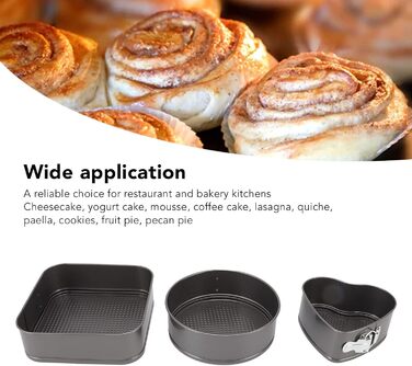 Набір форм для випічки тортів (3 шт.) з антипригарним покриттям, карбонова сталь, круглі, серцеподібні, квадратні