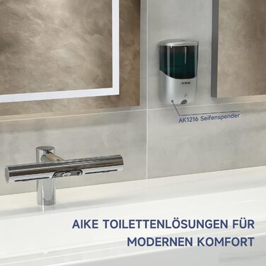 AIKE Soap Dispenser Automatic Wall Mount, 650 ml Silver Soap Dispenser Wall Mounting, Liquid Soap Dispenser for Bathroom and Kitchen, Model AK1216