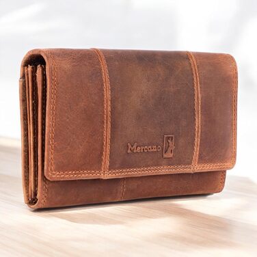 Mercano® Premium Vintage Women's Wallet Leather (Genuine Leather) Large with RFID Protection | Ladies' Purse Leather incl. Gift Box with Card Slots and Coin Pocket