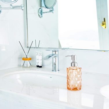 Дозатор для мила Ekirlin зі скла для кухні та ванної кімнати, 340 мл. Підходить для мила для рук, миючого засобу, ефірних олій та шампуню. Колір: Темно-сірий (Бурштиновий)