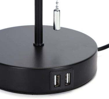 Настільна лампа Aigostar з 2 USB-портами, вимикач, металевий цоколь, сірий колір, для спальні, вітальні, дитячої кімнати