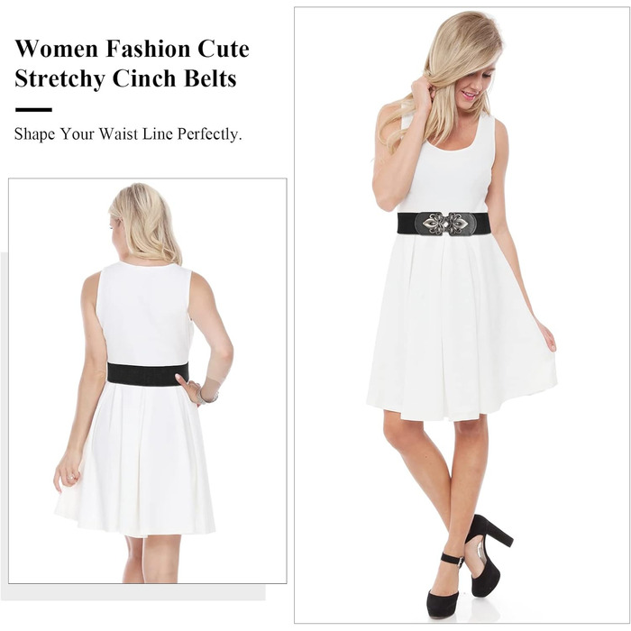 Жіночий еластичний пояс LEACOOLKEY 80 см (34-41 дюймів) - 2 кольори (чорний+коричневий)