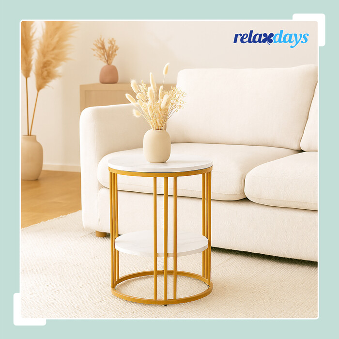 Relaxdays Side Table with Marble Look