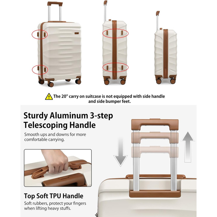 Набір валіз Sea Choice 5 в 1 з ABS-пластику: Trolley, велика місткість, 4 колеса, TSA-замок, 1 сумка, 1 косметичка, колір: Matcha Grün