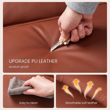 Офісний крісло IWMH з PU шкіри, ергономічний, регульований, з підлокітниками та реклінером 90-135° (колір: коричневий)