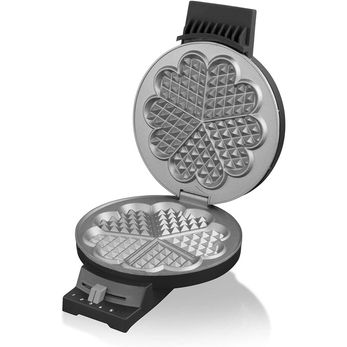 Вафельниця Cloer 180, 930 Вт, для серцевидних вафель 16 см, метал, чорна, з сигналом готовності, важкі антипригарні пластини