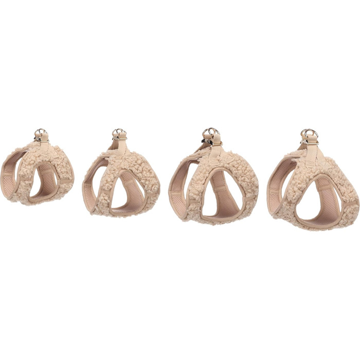 Нашийник для собак Flamingo Step&Go Pookie – Бежевий – Розмір S (A: 30–35см, B: 37–40см, 5мм) – М'який флісовий нашийник з клямками та золотистими деталями