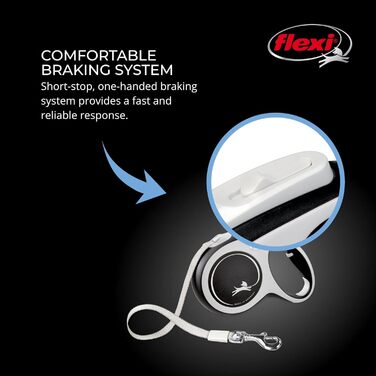 Висувна обплітальна стрічка для собак FLEXI New Comfort, 5 м, розмір S, до 15 кг, сіра/чорна