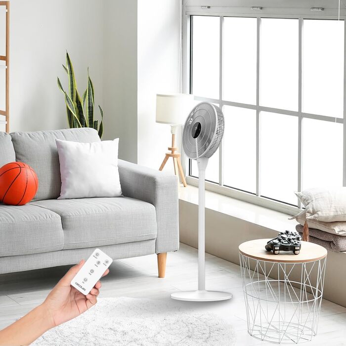 Вентилятор Cecotec EnergySilence 1030: 28W, DC-двигун, 24 швидкості, 3 режими, осциляція, тиха робота, регулювання висоти, 10 лопатей, білий