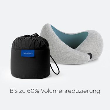 Подушка для шиї Ostrichpillow Go - з Memory Foam, ергономічний дизайн, синій колір, у комплекті сумка, знімний чохол