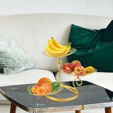 Металева фруктова корзина CUKE2BEET з 3 рівнями, золота - для фруктів та овочів