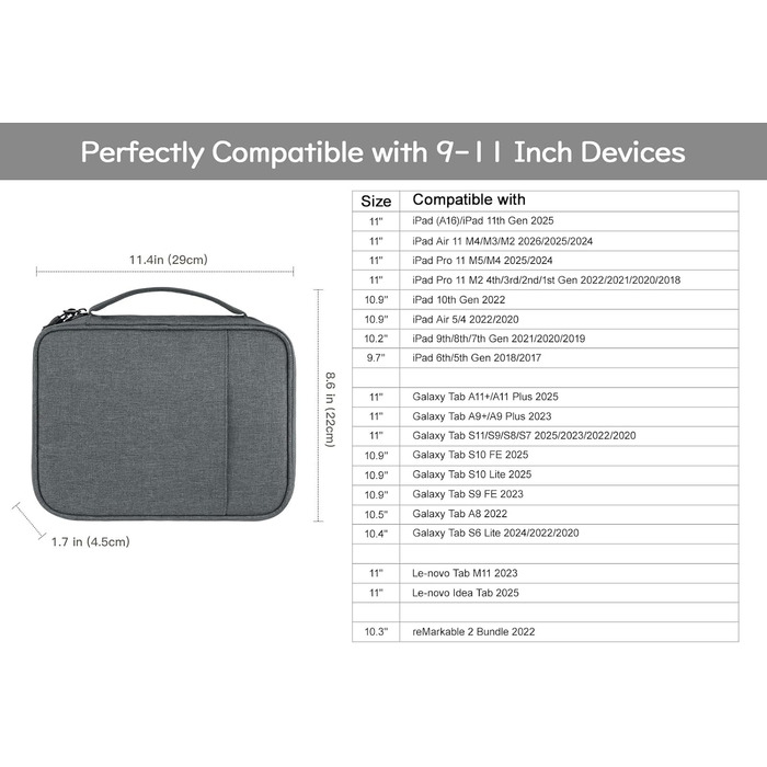 Органайзер для електроніки Dadanism Universal Tech Pouch Сірий - для планшетів 9-11