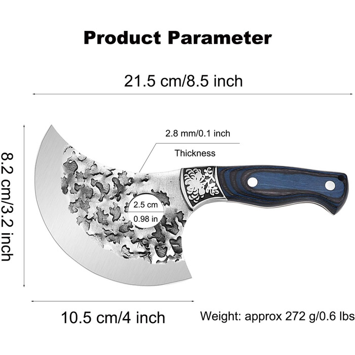 Японський ніж для обробки м'яса Doklasu, 10 см, ручна робота, сталь 5Cr15MoV, з піхвою