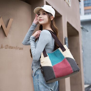 Сумка жіноча Canvas через плече Hobo великої місткості, повсякденна, для школи/шопінгу, ретро стиль (Червона)