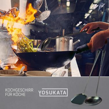 Набір кухонних аксесуарів YOSUKATA: вок, шумовка, лопатка, сплеск, з нержавіючої сталі 43 см (BC SET 5)