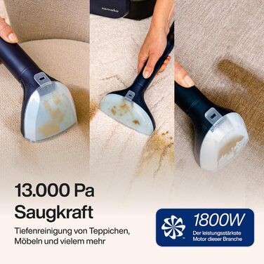 Samako Теперішній очищувач килимів та м'яких меблів – компактний ручний пристрій, потужний 400W двигун, 2 великі резервуари для води, підходить для всіх типів тканини (потужна версія (2000 Вт))