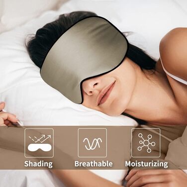 Набір 2 шт. Шовкові маски для сну OLESILK з регулюванням, 100% шовк тутового дерева, для жінок та чоловіків, унісекс, для дому та подорожей (Чорний + Тауп)
