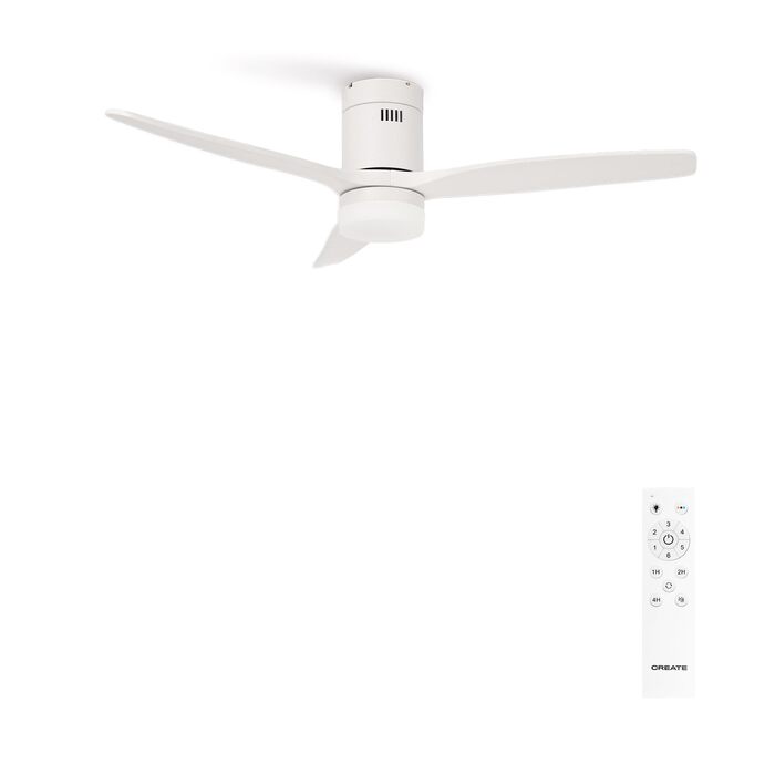 Вентилятор стельовий Windcalm Natural Wood з пультом, Ø132 см, 40W, 6 швидкостей, літній/зимовий режим, білий, з підсвіткою