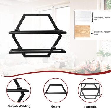 Metal Wall Mounted Wine Holder Stemware Glass Rack, 2Pcs Hanging Glass Wine Shelf Wall Mount Red Wine Shelf Organizer with 3 Stem Glass Holders for Home Kitchen Bar Display Decor (Bb)