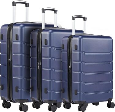 Набір валіз DUMOS 3шт. з жорстким корпусом, телескопічною ручкою, коліщатками, замком, блакитний