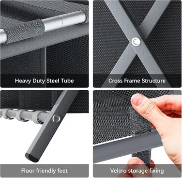 aboxoo 2-Pack Luggage Rack with Storage Space, Guest Room, Folding, Holds up to 54.4 kg, Space-Saving Suitcase Racks for Guest Rooms, Bedrooms, Hotels, Black (Gray, 2 Pieces)