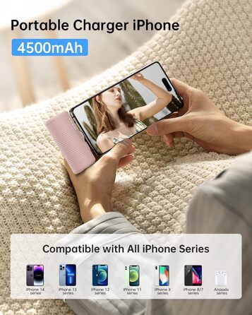 Портативний повербанк 4500mAh з PD для iPhone (персиково-рожевий)