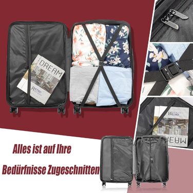 Набір валіз LALAHO 3/4/5 шт. з косметичками, багаж з ABS пластику, бургерний колір