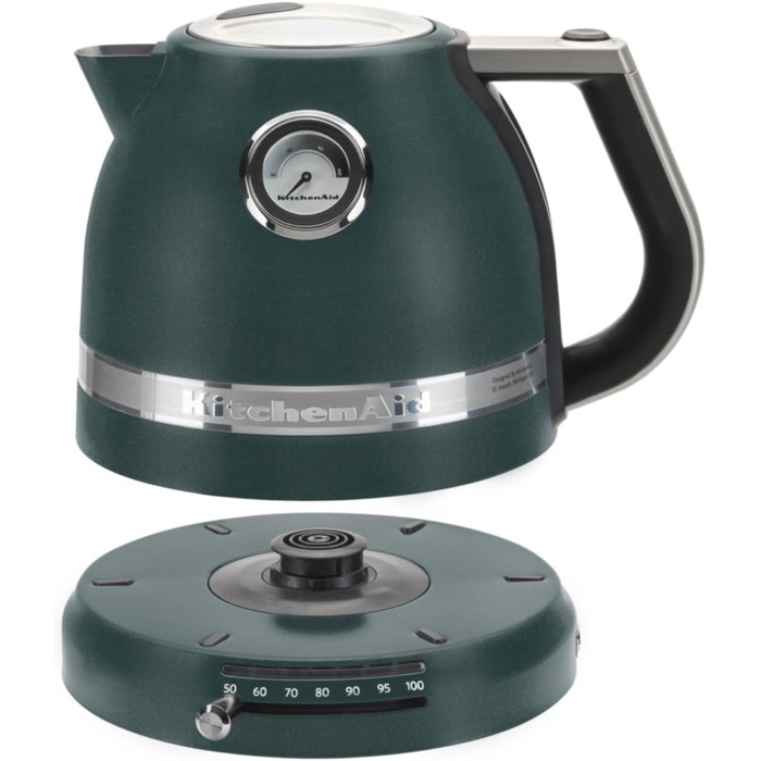 KitchenAid Kettle with Temperature Setting from 50 to 100°C | Tea Kettle with Temperature Display and Scale Filter 1.5L | Electric 2400 Watt | Stainless Steel | Pebbled Palm Green 1.5 Liter Pebbled Palm