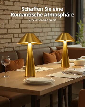 BOJIM 2 шт. LED настільна лампа золота, акумуляторна, USB, бездротова, диммування, магнітна, IP54, вологостійка, для балкона, поворотний наголовник