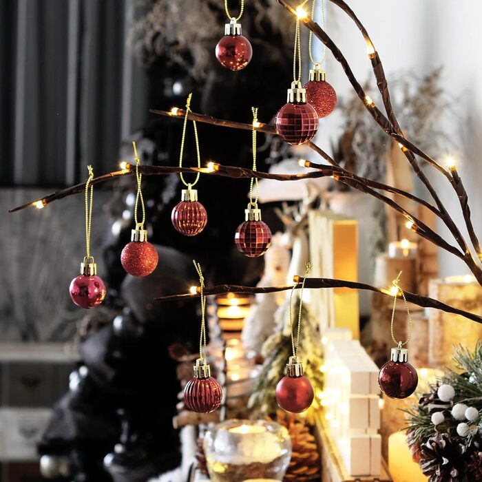 41 штука прикрас для ялинки Sea Team: міцні пластикові кулі з ниткою, 60 мм (блакитний, золотий, червоний), 30 мм