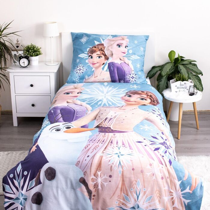 Комплект постільної білизни Disney Frozen: ковдра та подушка з зображенням Ельзи та Анни, 135/140x200 см