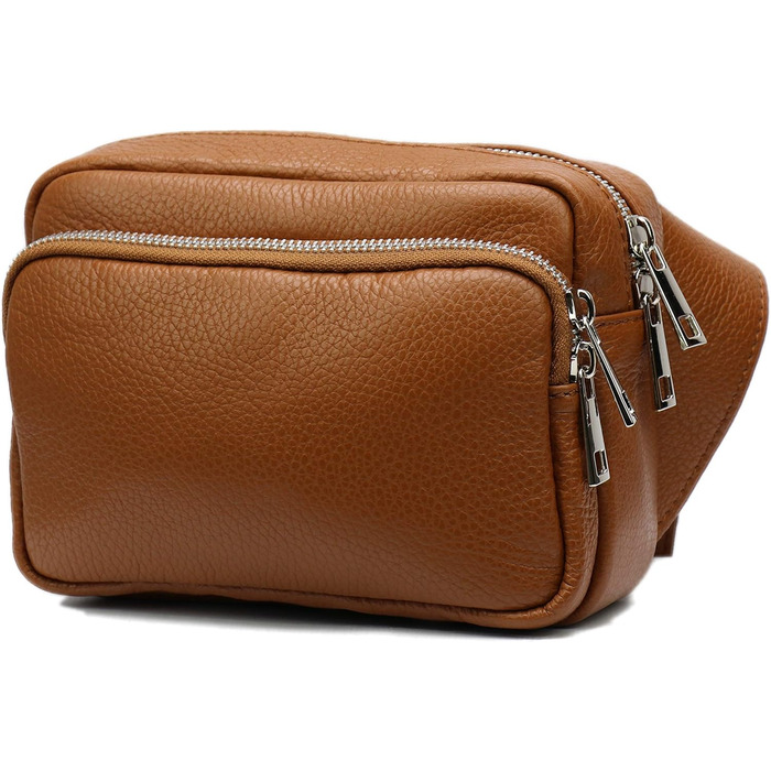 Чоловіча/жіноча поясна сумка на пояс з натуральної шкіри Jisoo G412 (Cognac) 18x13 см