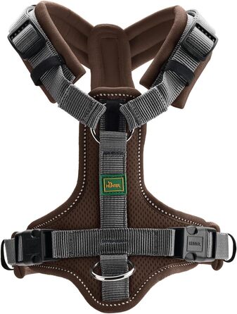 Нашийник для собак HUNTER Maldon, коричнево-сірий, L, м'який, комфортний, з 3M Scotchlite, регулюється, з м'яким ручним тримачем